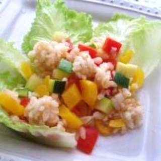 レンジ de 押麦と彩り野菜のサラダ